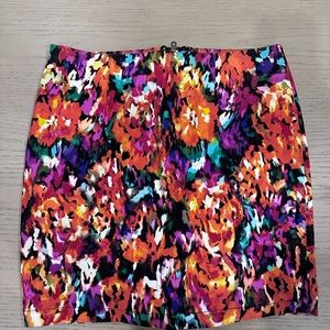 Nasty Gal Orange Green Blue Multi Straight Pencil Skirt